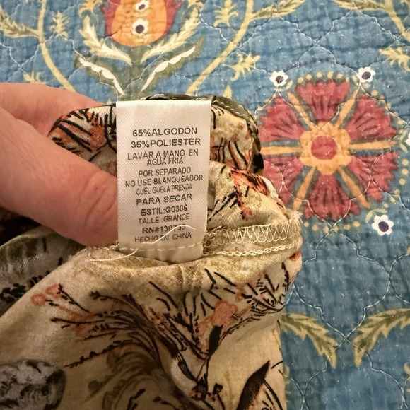 Umgee USA Boho Floral Peasant Blouse Womens Large Crochet Neck Tunic 3/4 Sleeve - Picture 11 of 11